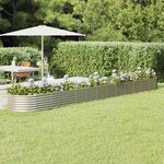 vidaXL Lit surélevé de jardin Acier enduit de poudre Argenté