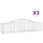 vidaXL Paniers à gabions arqués 3 Pièces 200x50x40/60 cm fer galvanisé
