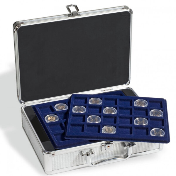 Valisette numismatique Cargo S6 pour 144 pièces de 2 euros sous capsules.