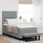 vidaXL Lit à ressort avec matelas et banc gris 90x200 cm Tissu