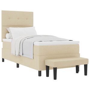 vidaXL Lit à ressorts avec matelas Crème 90 x 200 cm tissu