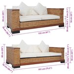 vidaXL Ensemble de canapés 2 Pièces avec coussins Marron Rotin naturel