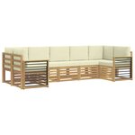 vidaXL Ensemble de canapé d'angle 7 Pièces Blanc et crème Polyester