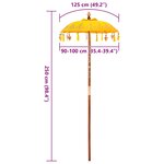 vidaXL Parasol balinais Autre Jaune x 260 cm Coton et bois massif
