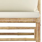 vidaXL Salon de jardin 6 Pièces avec coussins blanc crème bambou