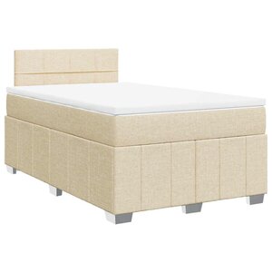 vidaXL Sommier à lattes de lit avec matelas Crème 120x200 cm Tissu