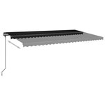 vidaXL Auvent manuel rétractable avec poteaux 6x3 m Anthracite