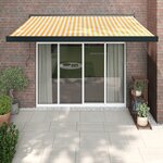 vidaXL Auvent rétractable jaune et blanc 3x2 5 m tissu et aluminium