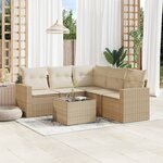 vidaXL Salon de jardin avec coussins 6 Pièces beige résine tressée