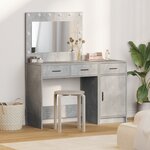 Ensemble de coiffeuse 2 pièces avec LED en bois d'ingénierie gris béton