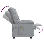 vidaXL Fauteuil de massage Gris clair Tissu