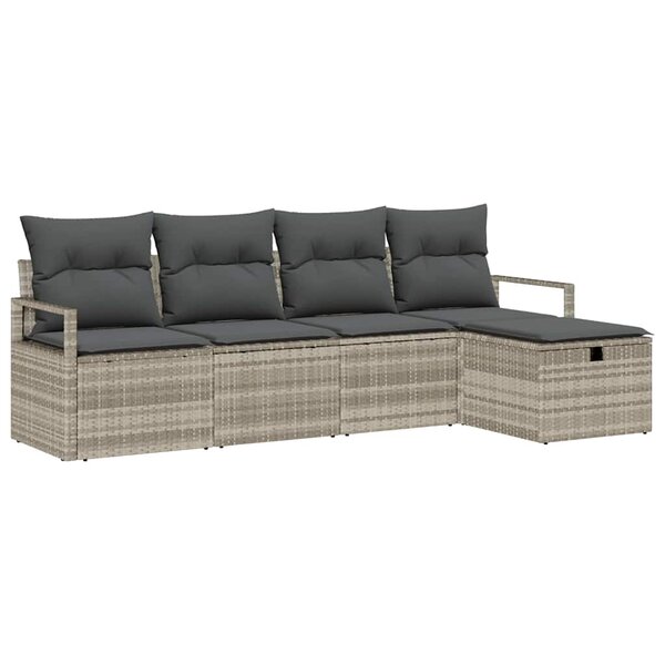 vidaXL Ensemble de Canapés avec coussin Gris clair polyrotin