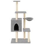 vidaXL Arbre à chat avec griffoirs en sisal Gris clair 131 cm