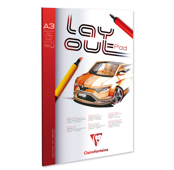 Bloc Collé Dessin Layout A3 75G 70F CLAIREFONTAINE
