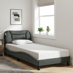 vidaXL Cadre de lit avec lumières LED gris foncé 90x190 cm tissu