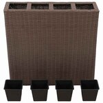 vidaXL Lits surélevés de jardin et 4 pots 2 Pièces Résine tressée Marron