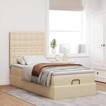 vidaXL Lit ottoman avec matelas et LED crème 90x200 cm tissu