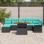 vidaXL Ensemble de canapé de jardin 8 Pièces Noir Poly rotin