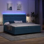 vidaXL Lit à ressorts avec matelas avec LED Bleu 200 x 200 cm Velours