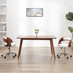 vidaXL Chaise pivotante à manger Blanc Bois courbé et similicuir