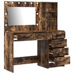 Ensemble de Coiffeuse 2 Pièces avec LED en Chêne Fumé