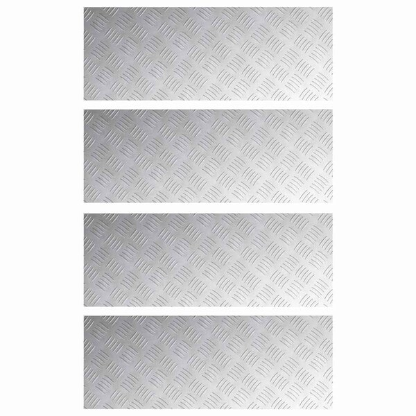 vidaXL Plaques à damier 4 Pièces Argent 80 x 30 cm Aluminium