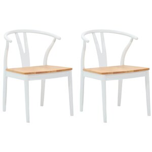vidaXL Chaise de salle à manger 2 Pièces Blanc et Naturel
