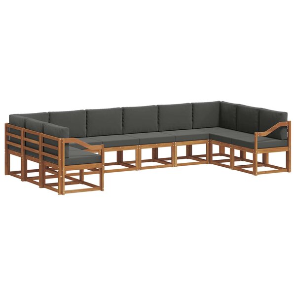 vidaXL Ensemble de canapés d'extérieur 10 pc Naturel et Anthracite