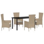 vidaXL Ensemble de salle à manger pour jardin 5 Pièces Beige polyrotin