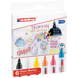 Marqueur pour verre 95 Etui de 6 Assorti 1 5-3 mm EDDING