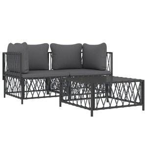 Salon de jardin meuble d'extérieur ensemble de mobilier avec coussins 3 pièces anthracite acier 02_0018290
