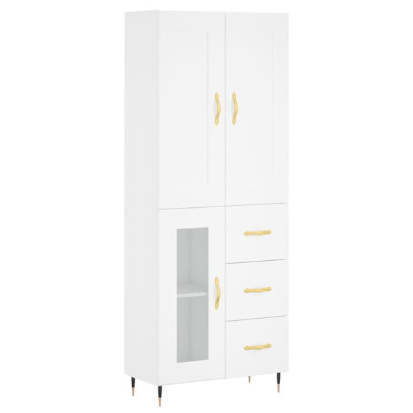 vidaXL Buffet haut Blanc 69 5x34x180 cm Bois d'ingénierie