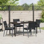 vidaXL Ensemble de salle à manger de jardin de 5 pièces avec coussins Noir Poly Rotin
