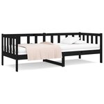 vidaXL Lit de jour Noir 90x190 cm Bois de pin massif