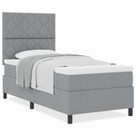 vidaXL Lit avec sommier à ressorts et matelas gris clair simple en tissu