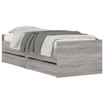 vidaXL Cadre de lit avec tiroirs sans matelas sonoma gris 90x190 cm