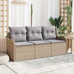 vidaXL Ensemble de canapé de jardin 3 Pièces Beige Poly rotin