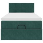 vidaXL Cadre de lit ottoman avec matelas vert foncé 80x200 cm velours