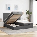 VidaXL Cadre de lit ottoman avec matelas gris foncé 180x200cm tissu