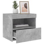 vidaXL Tables de chevet avec lumières LED 2 Pièces gris béton 50x40x45 cm