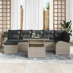 vidaXL Ensemble de canapé de jardin 8 Pièces Gris clair Poly rotin