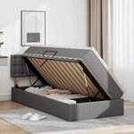 vidaXL Lit avec rangement et LED Gris 90 x 200 cm Cuir synthétique
