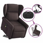 vidaXL Fauteuil inclinable de massage Marron foncé Tissu
