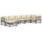 vidaXL Salon de jardin 7 Pièces avec coussins anthracite résine tressée