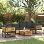vidaXL Salon de jardin avec coussins 7 Pièces bois massif d'acacia