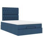 vidaXL Cadre de lit ottoman avec matelas bleu 120x190 cm tissu