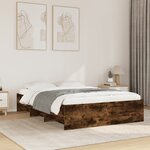 vidaXL Cadre de lit chêne fumé 135x190 cm bois d'ingénierie