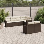 vidaXL Salon de jardin avec coussins 7 Pièces marron résine tressée