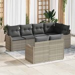 vidaXL Ensemble de canapé de jardin 7 Pièces Gris clair Poly rotin