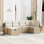 Ensemble de canapé de jardin 6 pièces avec coussins en poly rattan beige